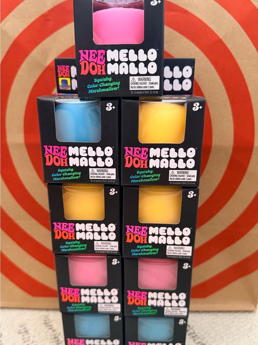 Color-Changing Needoh Mello Mallow Squishy - Pink, Yellow, Blue